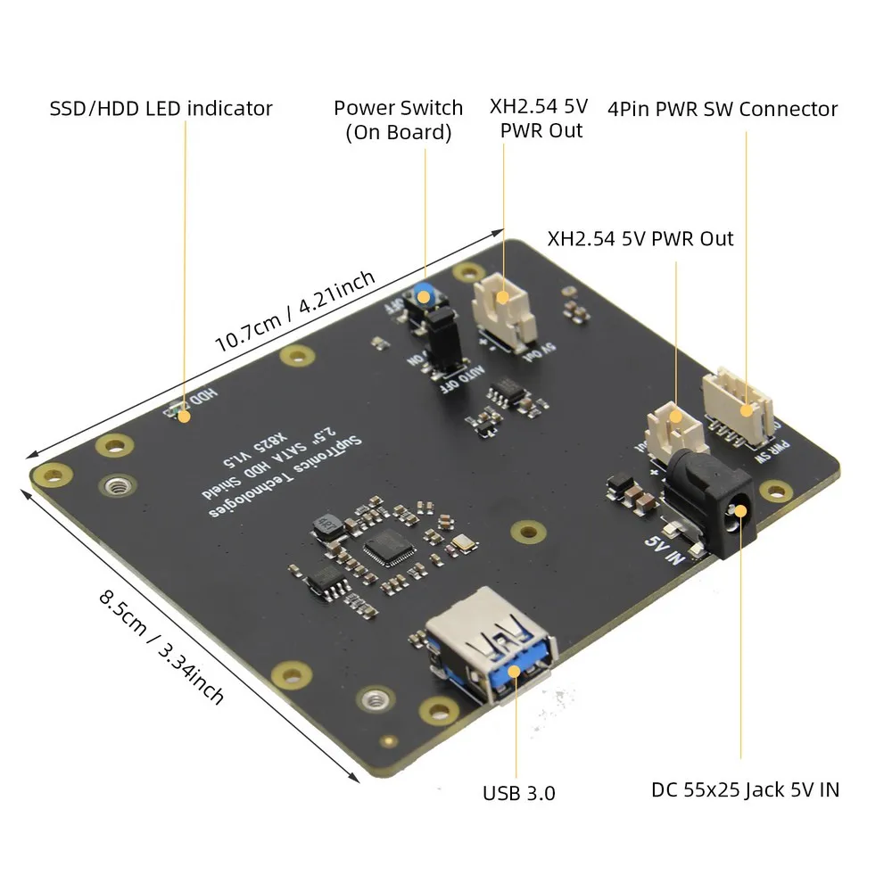 Плата Raspberry Pi 4 Model B плата SATA X825 SSD и HDD металлический чехол управления питанием X735 5
