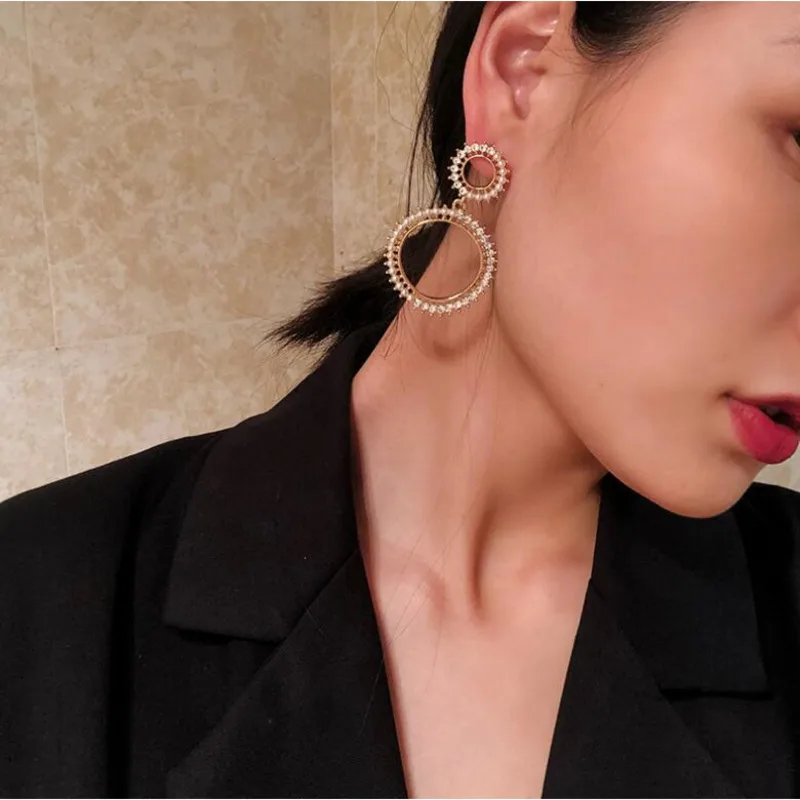 

Fashion Gold Color Korean Style Simple Crystal Earrings For Women Wedding Jewerly Bridal Engagement Earrings Female Gifts