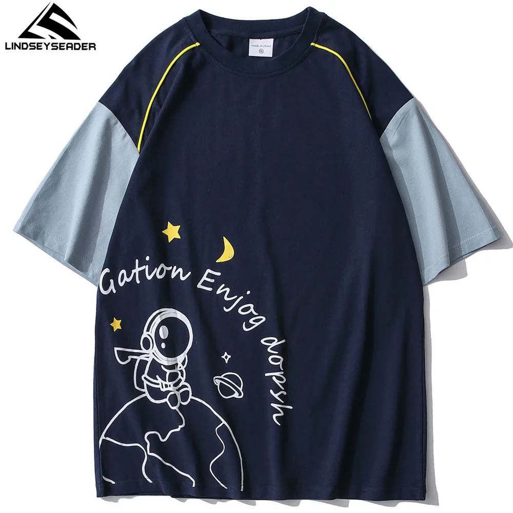 

LINDSEY SEADER Men's T-shirt Hip Hop Oversized Print 2021 Casual Harajuku Streetwear Summer Short Sleeve cotton Tops Tee Tshirt