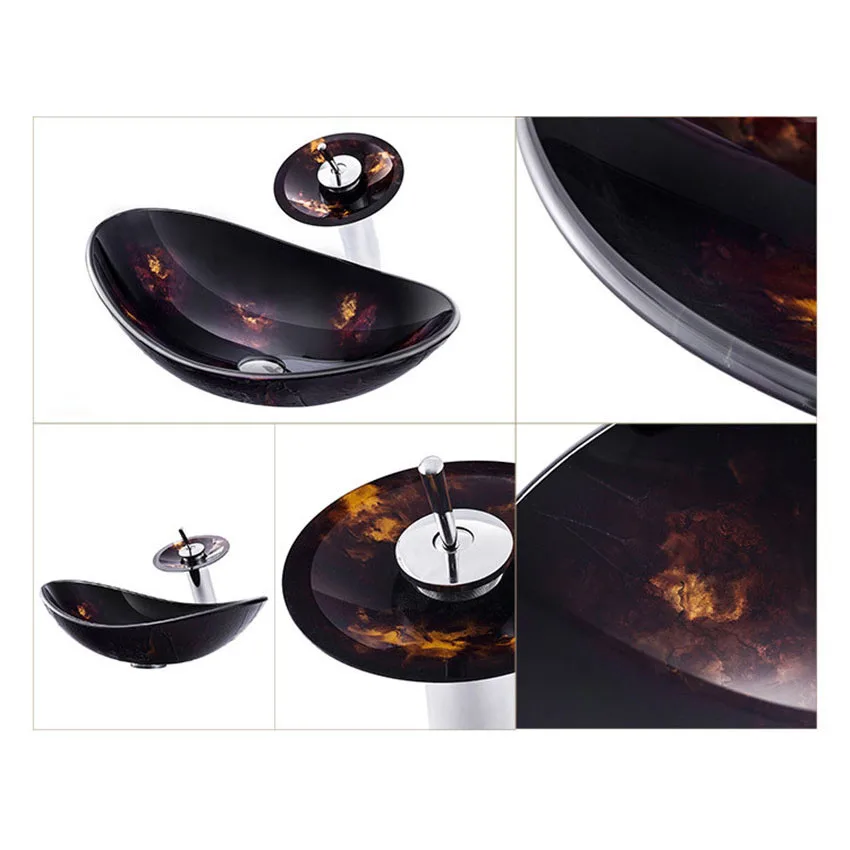 Новинка 2021 черная ручная роспись художественная стеклянная раковина