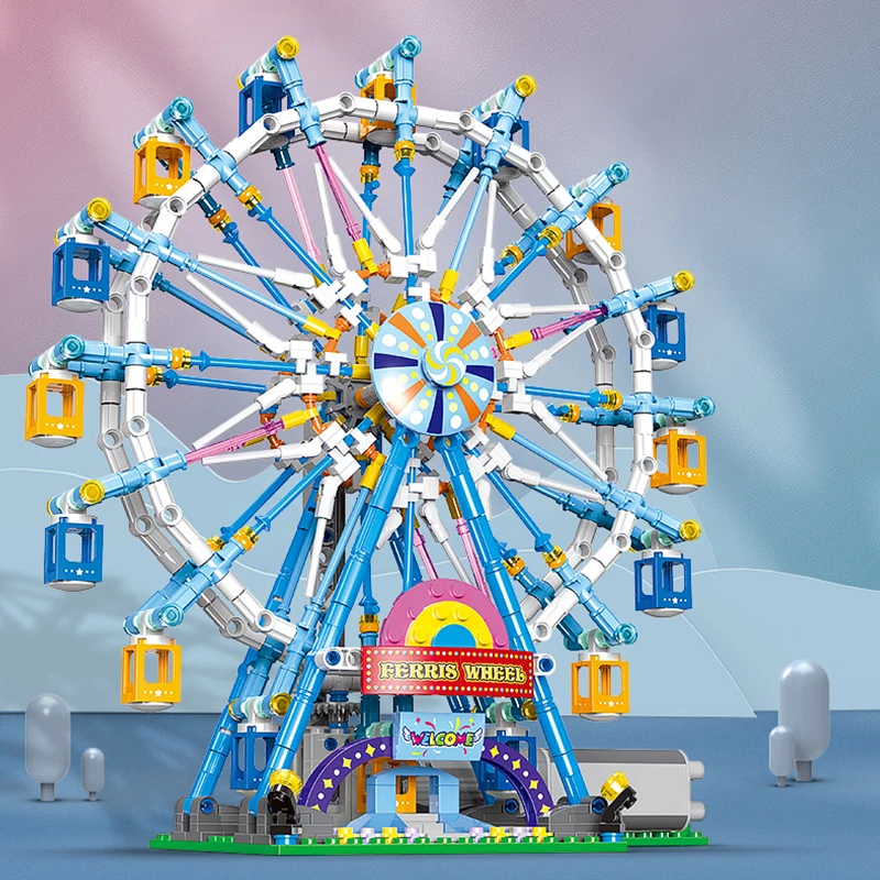 NEW Technical Ideas Electric Ferris Wheel Building Blocks Diy Friends Amusement Park Model Bricks Assembly Toy For Children Gift | Игрушки и