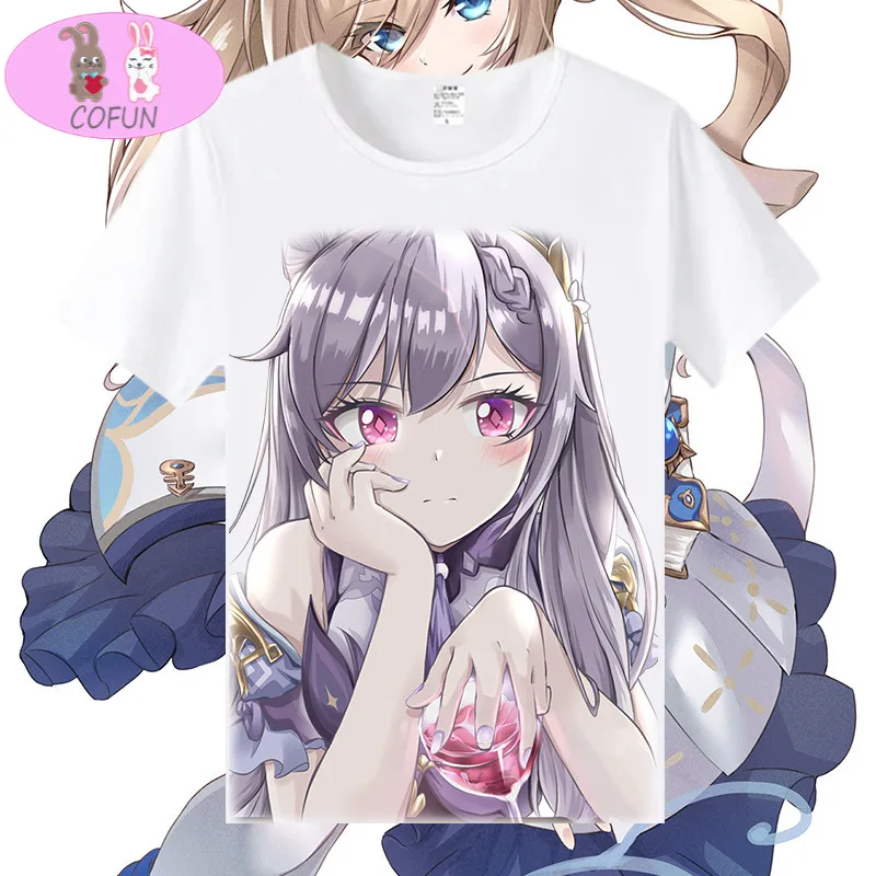 

Футболка унисекс COFUN Game Genjin, с принтом Qiqi Venti Keqing, джинсовая бабара