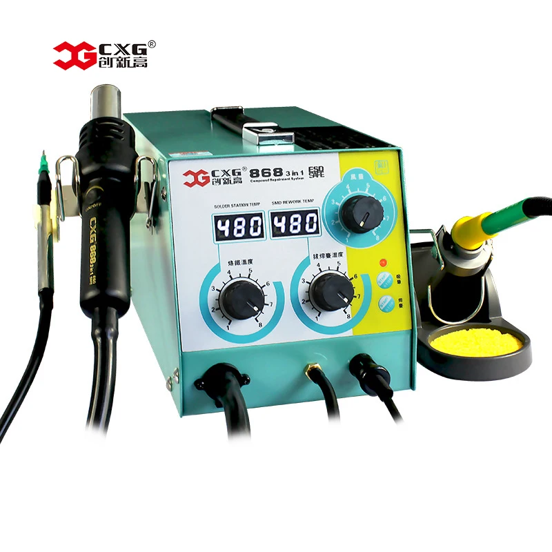 CXG Бессвинцовая паяльная станция 868 горячий воздух пистолет Олово всасывающее