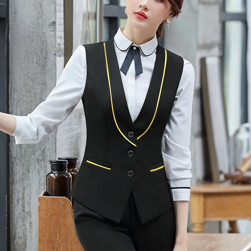 Женский короткий жилет в офисном стиле деловой с V образным вырезом пэчворк для