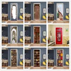 Настенные обои 3D Vision для деревянной двери, Декоративные плакаты для гостиной, спальни, двери дома, самоклеящиеся водонепроницаемые наклейки