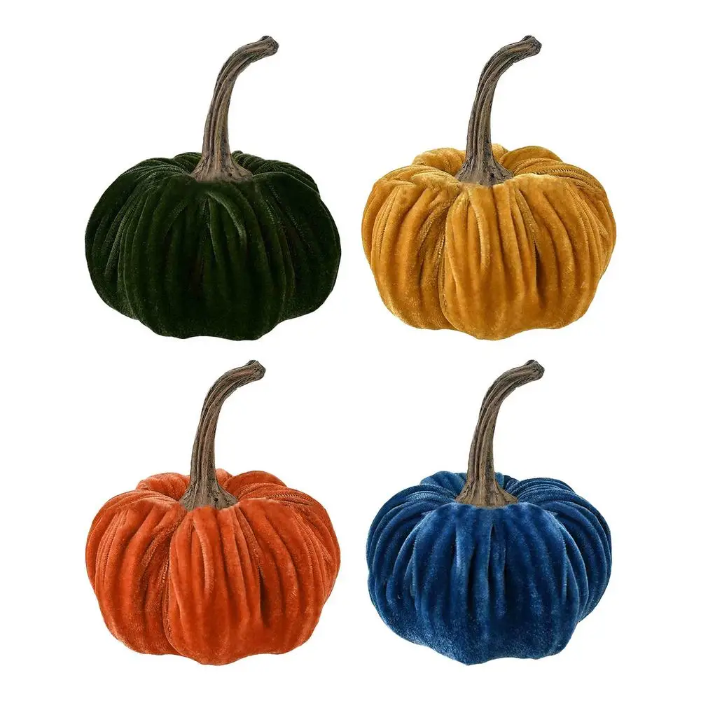 

Exquisite Simulation Velvet Pumpkin Ornament Handmade Pumpkin Crafts For Halloween Thanksgiving Wedding Party Decor Props