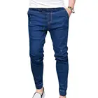 Мужские облегающие брюки, джинсовые брюки-карандаш с эластичной талией, для отдыха, уличная одежда, размера плюс