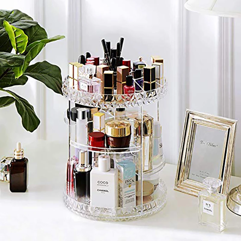 Вращающийся акриловый прозрачный ящик для хранения дома Настольный