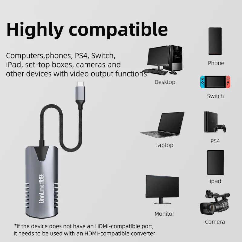 Карта видеозахвата Unnlink USB 3 0 4K HDMI запись видео игр для PS4 видеокамеры