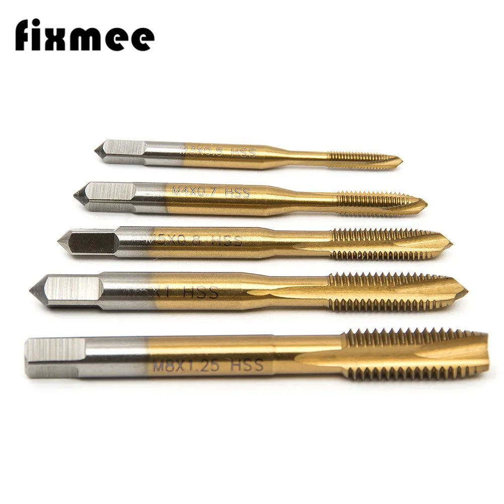 

5pcs Hand Screw Thread Metric Plug Tap M3 M4 M5 M6 M8 Straight Flute 6542 Tap Tapping Screw Thread Metric Plugs Taps Set