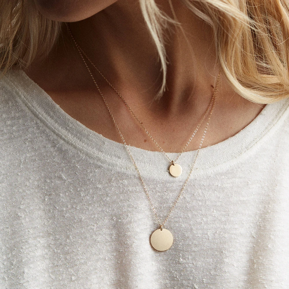 E-Manco золотое ожерелье с цепочкой для женщин Двухслойное колье из нержавеющей