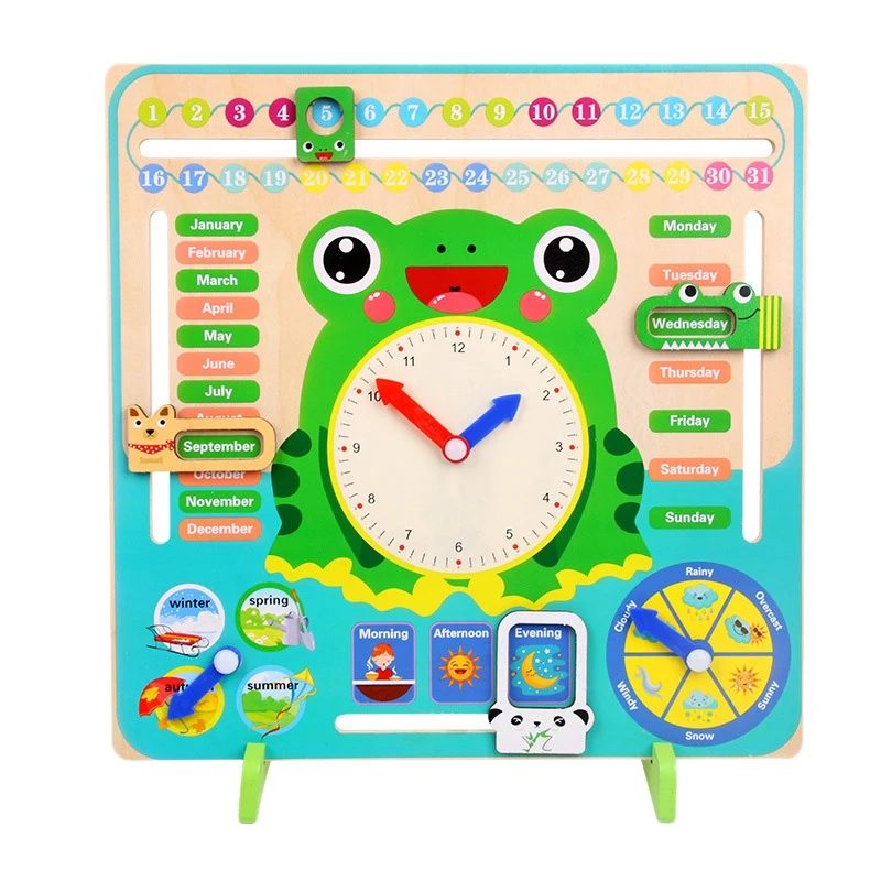 Деревянные календарные образовательные погодные игрушечные часы | Игрушки и