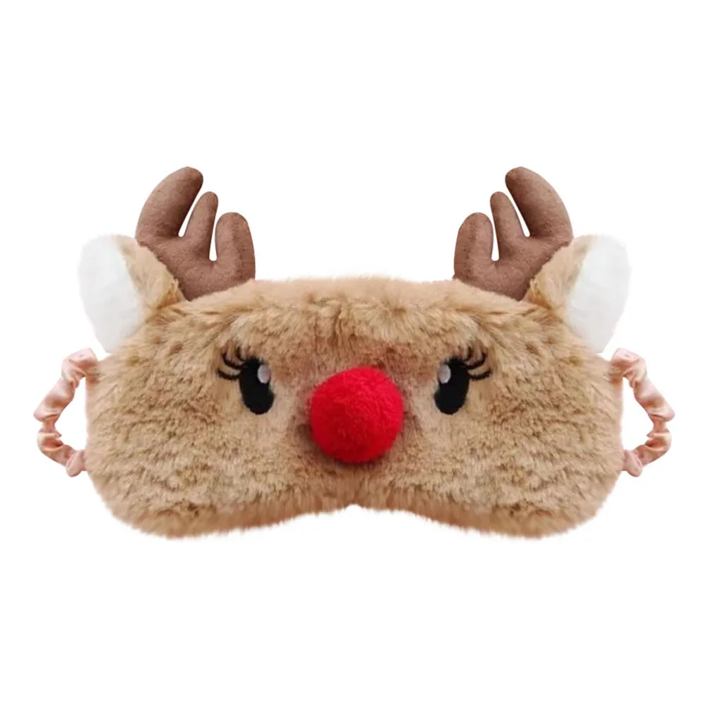 Новый Рождественский олень милый животный глаз плюшевая ткань маска для сна