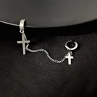 Модные двойные серьги-кресты 2021, модные серьги для женщин в стиле панк, клипсы для ушей, серьги для имитации пирсинга для мужчин, оптовая продажа