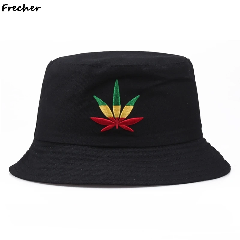 

Панама с вышивкой в виде кленового листа, летняя уличная шапка для отдыха на открытом воздухе, с козырьком, Модная хлопковая шляпа для пар