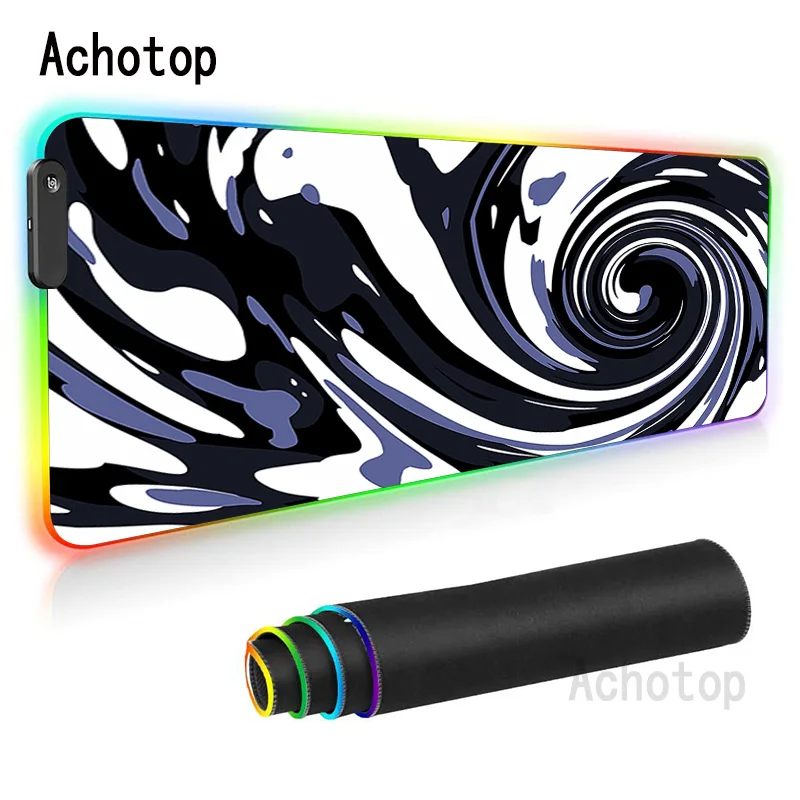 

Black White RGB Mousepad Gamer Computer Mouse Pad Art Large Carpet Mouse Mats Gaming Accessory Mouse Pad XXL Led Table Desk Mats