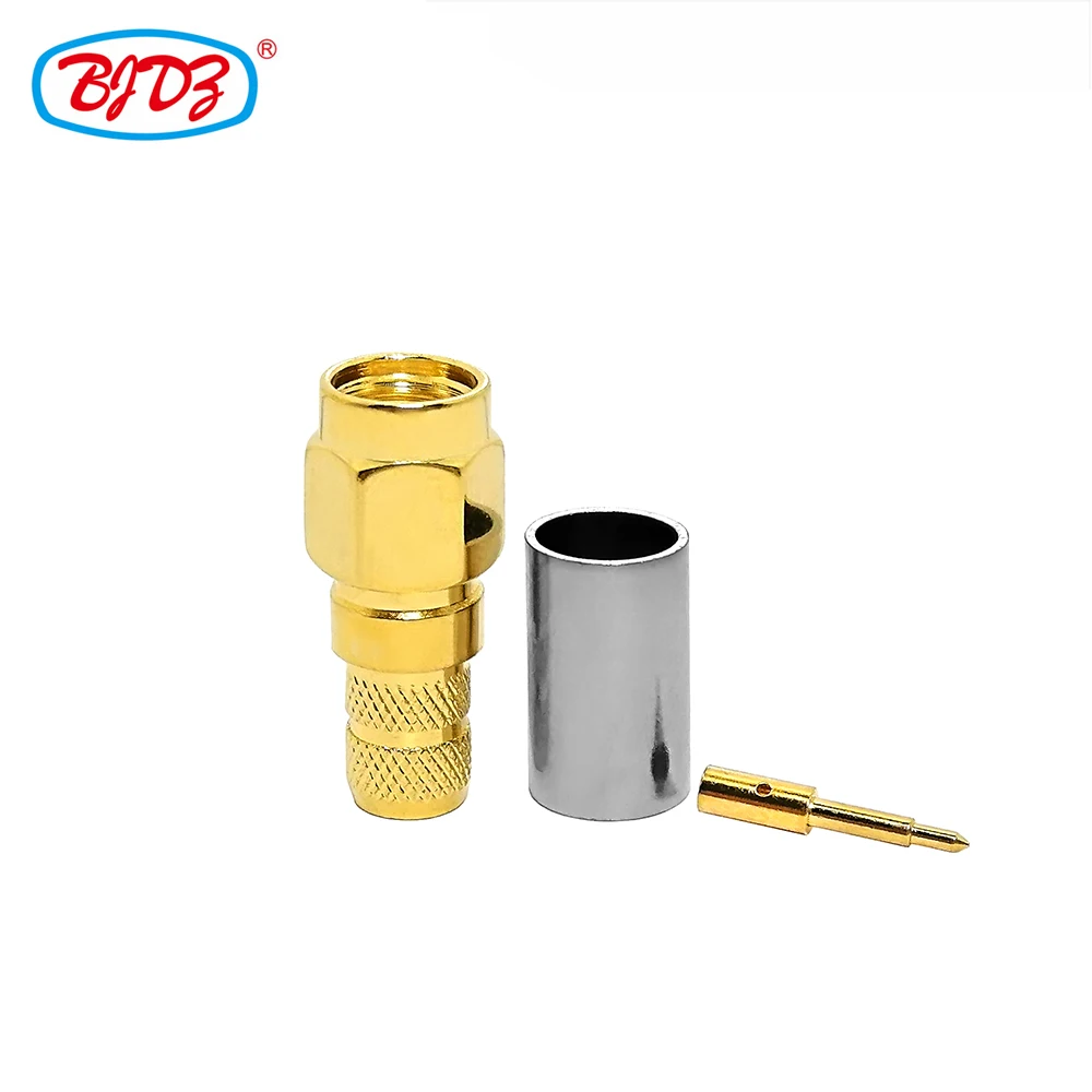

Free Shipping 10 PCS SMA Male/Plug Straight Crimp Golden Plated RF Connector for LMR240 H155 4D-FB RG59 Cable
