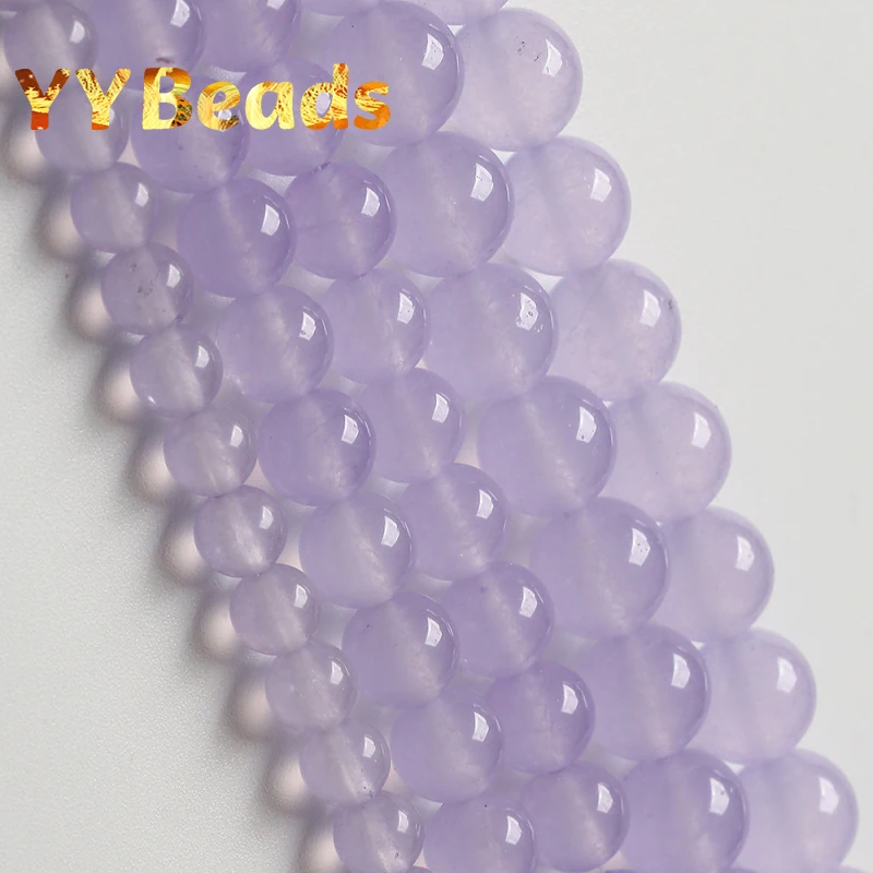 

AAA+ Natural Light Purple Chalcedony Jades Beads Spacer Beads For Jewelry Making DIY Charm Bracelets 15" Strand 4 6 8 10 12 14mm