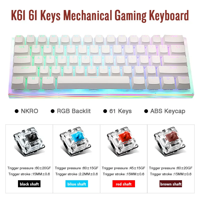 

Игровая Проводная клавиатура Gamakay K61, механическая, с RGB-подсветкой