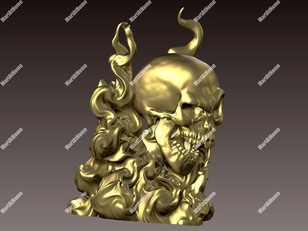 Demilich голова 3D модель STL файл круглая резьба Рисунок Череп Пламя для ЧПУ