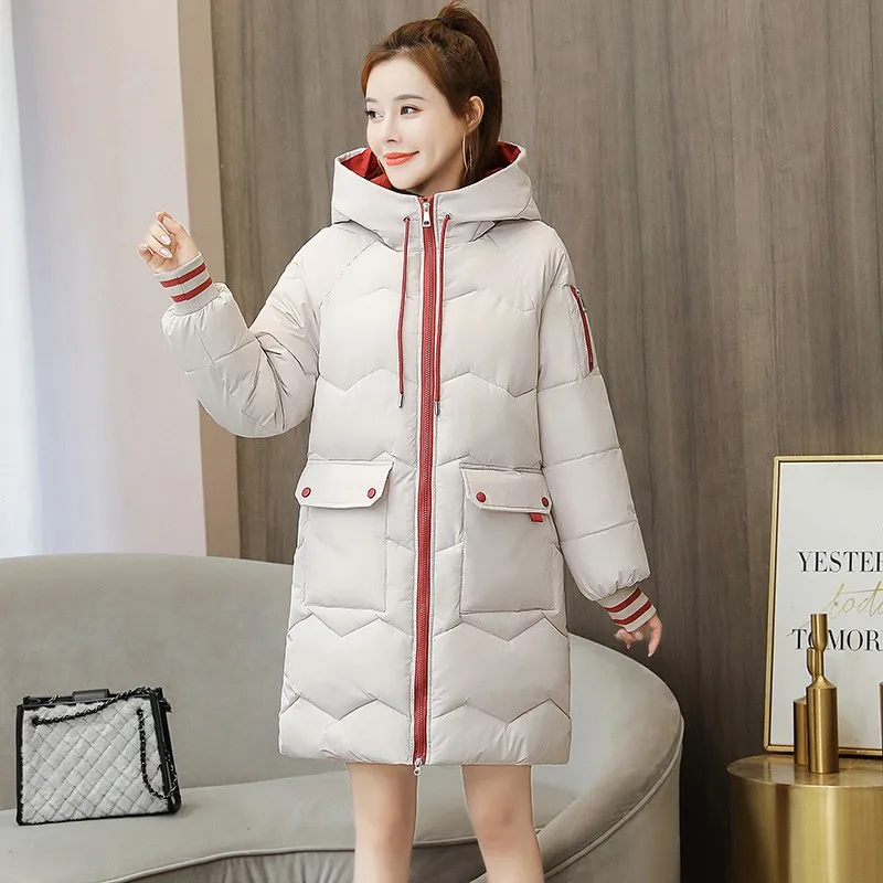 

Smlinan Winter Warm Hooded Parka Mujer Thick Down Cotton Padded Jacket Women Plus Size Slim Casual Long Coat Female Jackets