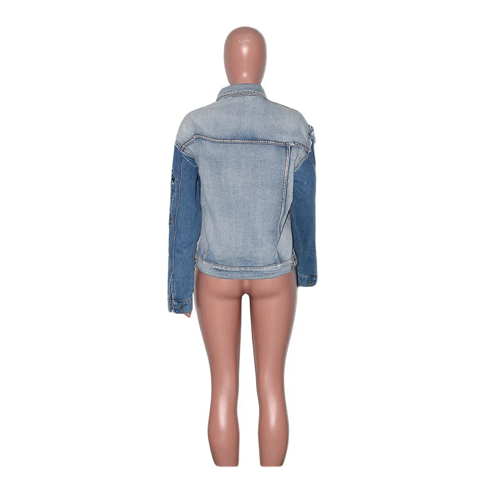 

Graffiti Letter Print Harajuku Denim Jacket Women Casual Turn Down Collar Long Sleeve Coat Streetwear Oversize Boyfriend Outwear