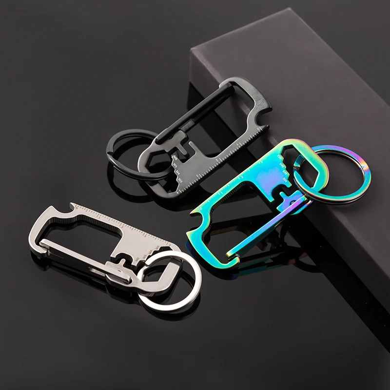 

Брелок для ключей из нержавеющей стали, многофункциональный подвесной пояс с открывалкой для бутылок