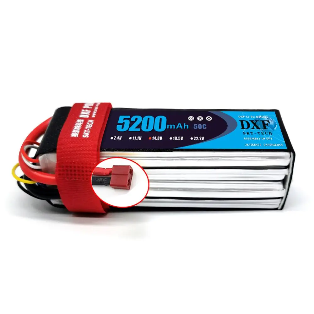 Литий полимерная батарея DXF 2S 3S 4S 6S 7 4 V 11 1 14 8 22 2 5200mAh 50C с T образной вилкой для FPV 450 500