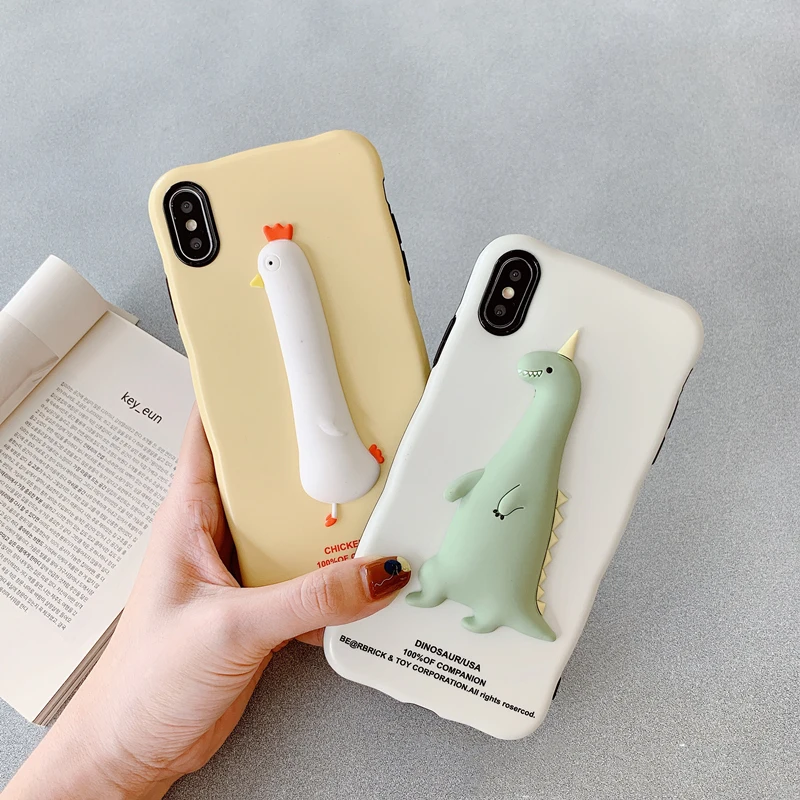 GlamPhone чехол стерео цыпленок динозавр чехол для телефона для iPhone11ProMAX X XS Max XR Мягкий силиконовый чехол для iPhone 7 8 6 6s Plus чехол
