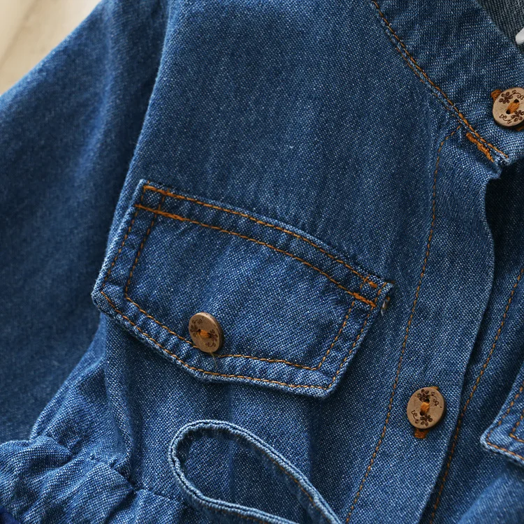 Детская весенняя одежда джинсовое Пышное Платье принцессы в горошек и стиле