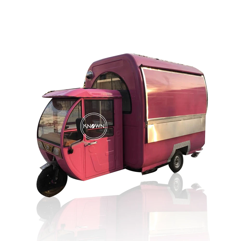 

2.2m pink color Electric power factory customize design 3-wheelers food cart food tricycle cart truck