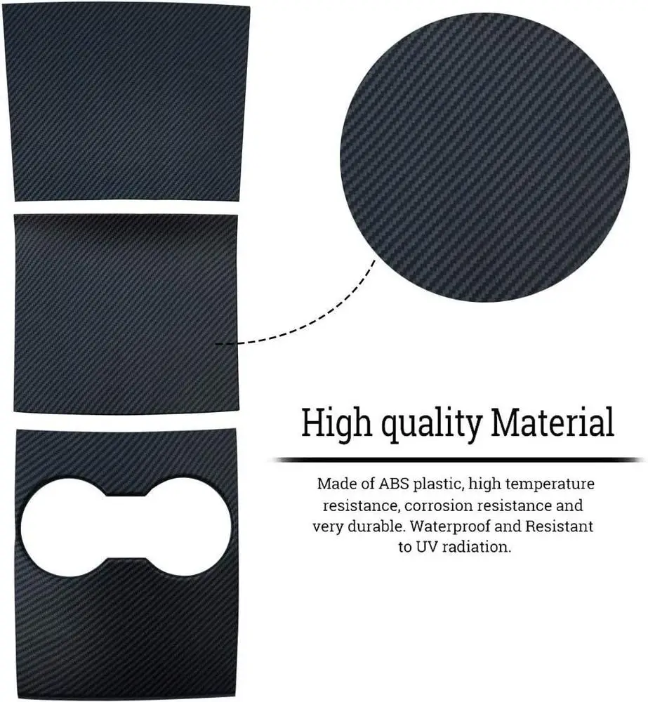 

3pcs For Tesla Model 3/Y Car interior decoration Carbon Fiber Center Control Panel Decorative Stickers Control Panel decal