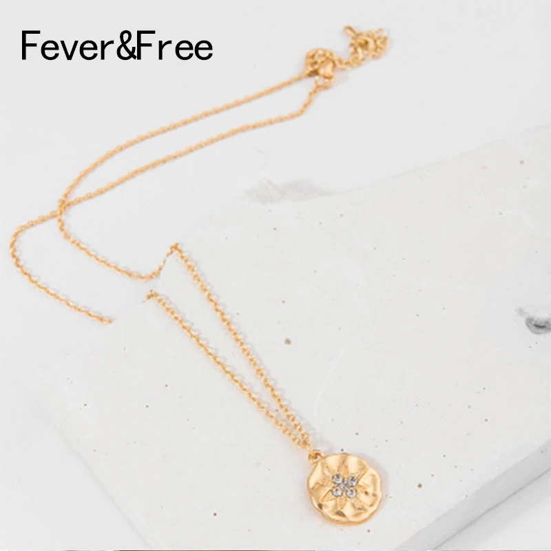 

Irregular Small Round Gold Color Pendant Necklaces Bijoux Collier Elegant Women Crystal Necklace Wedding Jewelry Trend Gift