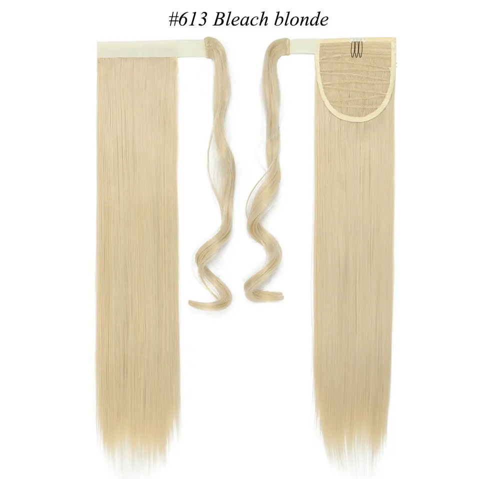 bleach blonde S-noilite 23 дюйма длинные волнистые волосы на заколках в хвосте накладные волосы конский хвост шиньон синтетические волосы обертывание вокруг хвоста пони наращивание волос - Цвет: bleach blonde