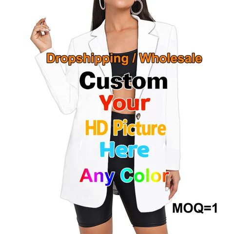 Женский блейзер OGKB с 3D-принтом, Женская куртка «сделай сам» с вашим дизайном, модная новинка, Женское пальто, Прямая поставка, оптовая продажа