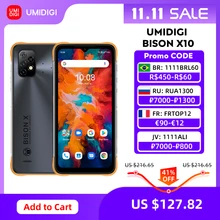 [Estreia mundial] umidigi bison x10 x10 pro versão global áspero smartphone ip68 64gb/128gb nfc 20mp triplo câmera 6150mah telefone (4)