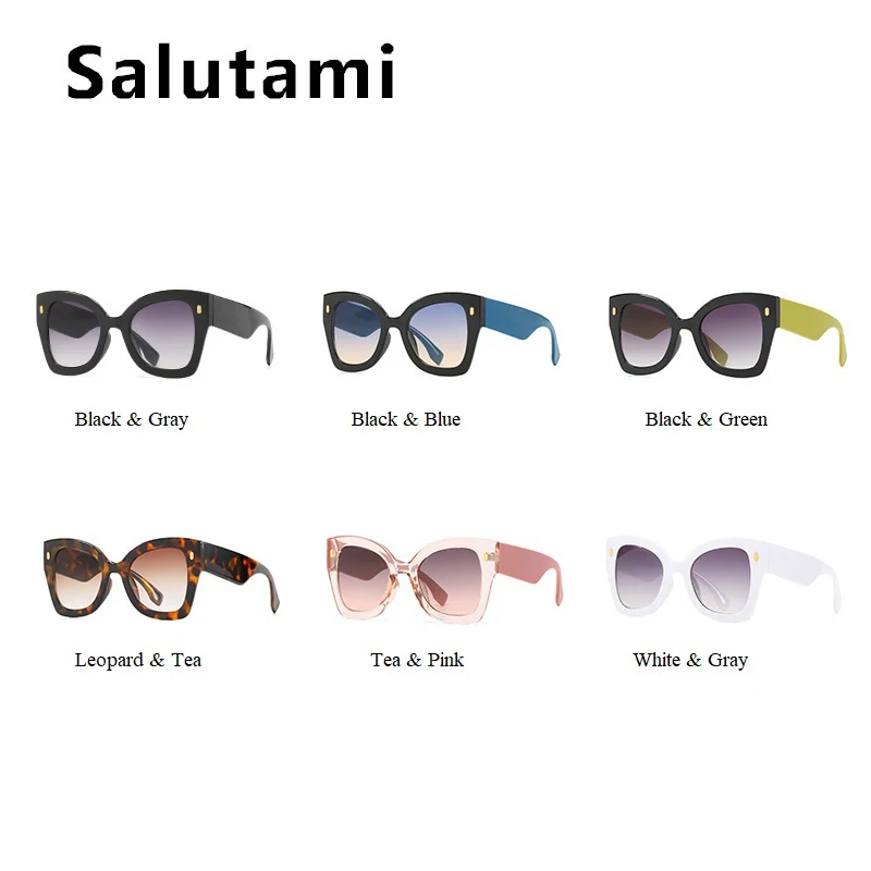 

2021 New Brand Oversized Square Cat Eye Sunglasses For Women Vintage Patchwork Elegant Sun Glasses Female Gradient Pink Shades