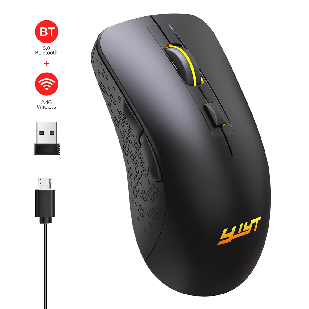 

Игровая мышь, 2,4 ГГц, 3 скорости, 2400 DPI, регулируемая перезаряжаемая мышь, цветная RGB подсветка, Беспроводные Мыши для ПК, ноутбука