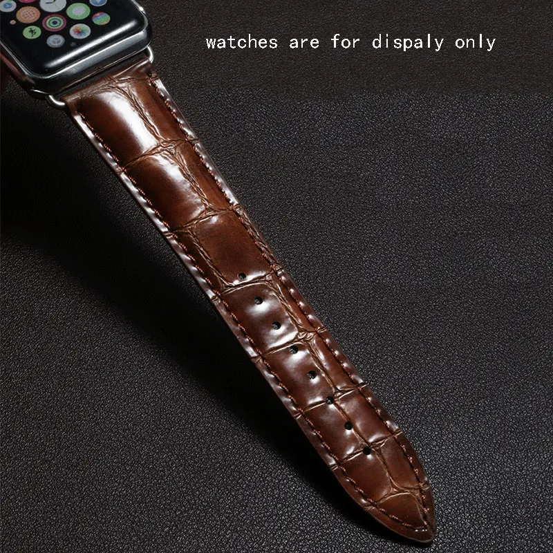 

High Quality Genuine Leather Strap 38mm 40mm 42mm 44mm Black Red Brown Watchband Suitable For Iwatch1/2/3/4 Watch Chain