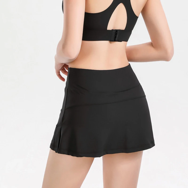 

Женская спортивная короткая юбка с высокой талией, Однотонные эластичные быстросохнущие поглощающие пот брюки для бега, йоги, распродажа