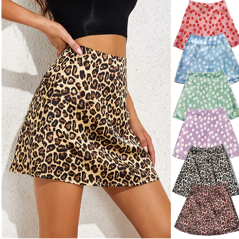 

Bikoles 2021 Summer New Fashion Sexy Casual Empire Print Leopard Mini Skirt Patchwork Zippers Buttock Temperament Women's Basic