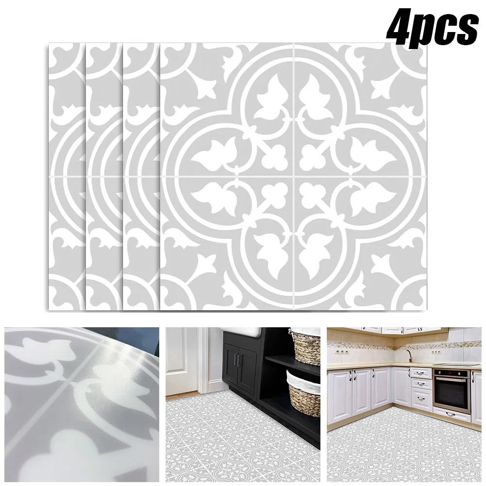 

4Pcs PVC 3D Floor Sticker Waterproof Wall Stickers Kitchen Adhesive Tiles Decals Home And Kitchen Bathroom Panels Decoration