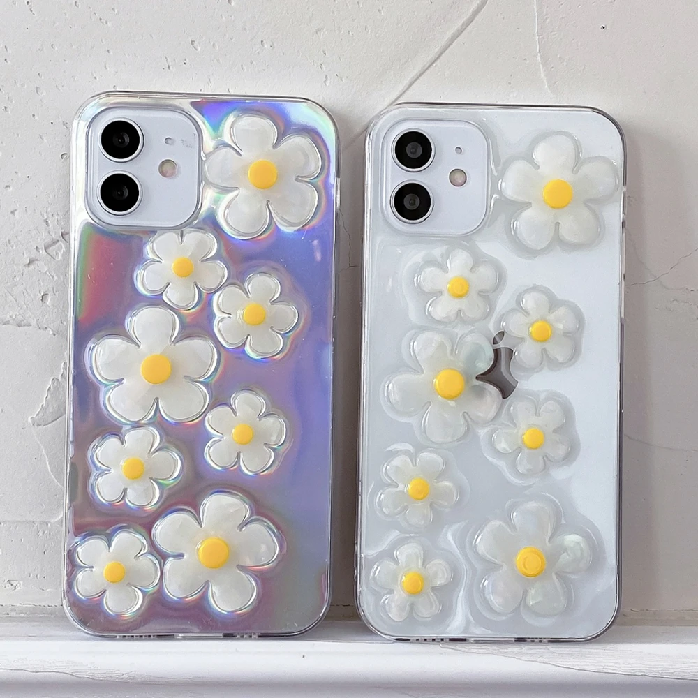

3D Lovely Cute Chrysanthemum Flowers Phone Case For iPhone 12 Pro Mini 11 Pro Max 8 7 Plus X XS Max XR Clear Soft TPU Cover