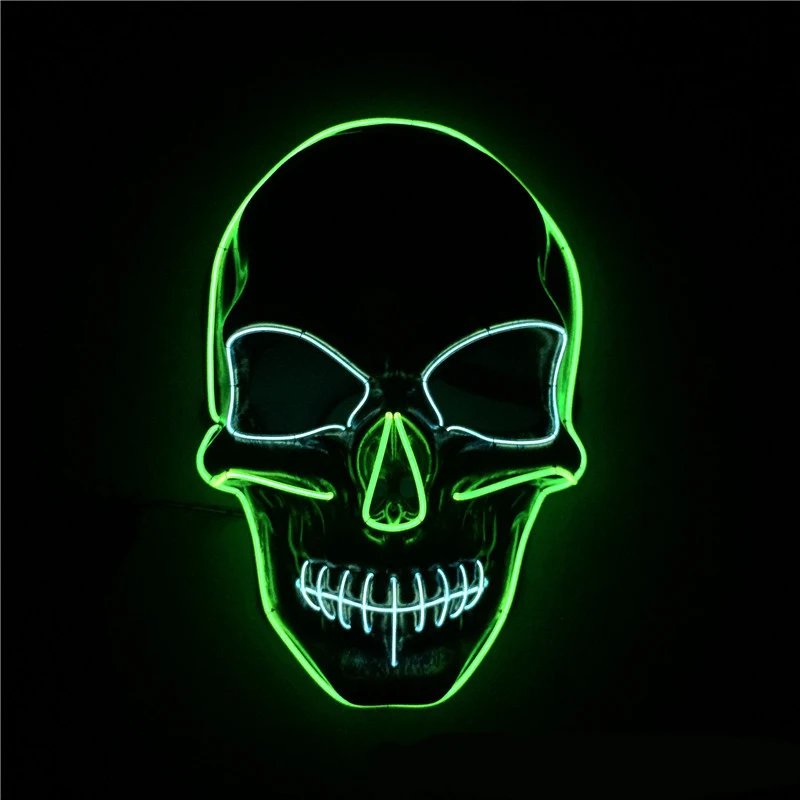 Хэллоуин в форме черепа Led люминесцентная маска El холодный свет призрак день