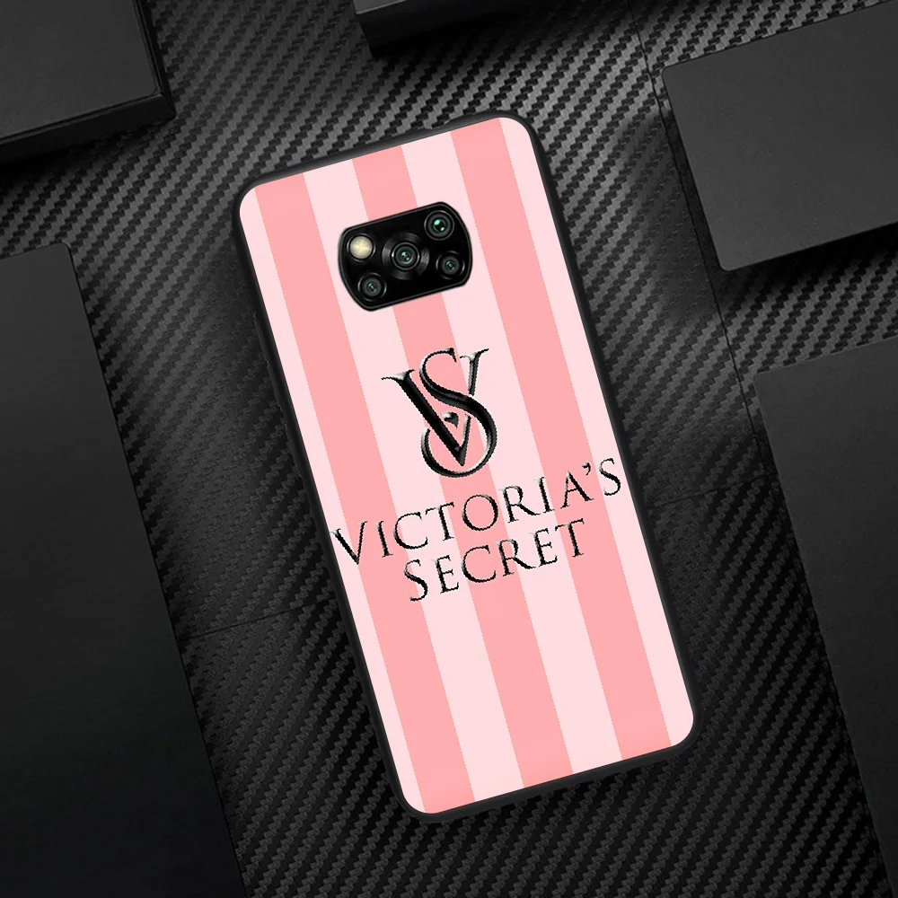 

Victoria Pink Vs Brand Phone Case Cover Hull For Xiaomi Mi A2 A3 8 9 SE 9T 10 10T Lite Pro Ultra Poco X3 black Funda Painting