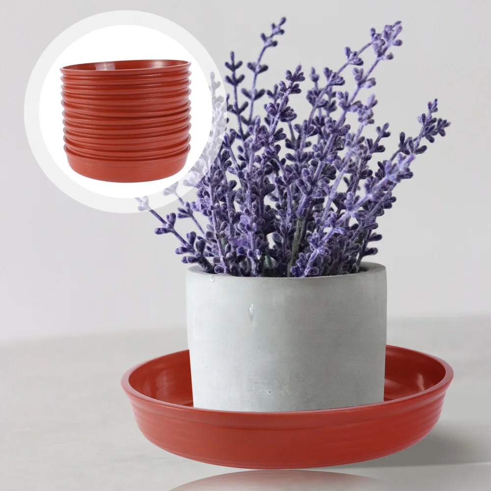 

10Pcs Simple Flowerpot Tray Plant Stand Tray Thicken Flowerpot Plate Red