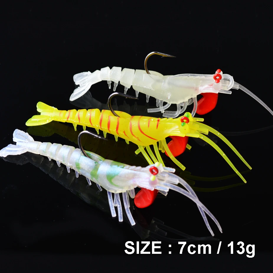 7cm 13g TOMA, 3 шт./лот, мягкие приманки для ловли креветок, искусственные приманки для креветок, 7 г/10 г/13 г/19 г, цветные мягкие приманки, бионическая приманка с свинцовым крючком - Цвет: 7cm 13g