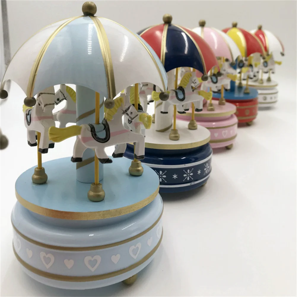 

Merry-go-round Music Boxes Geometric Music Baby Room Decoration Gifts Unisex Christmas Horse Carousel Box Home Decorgifts