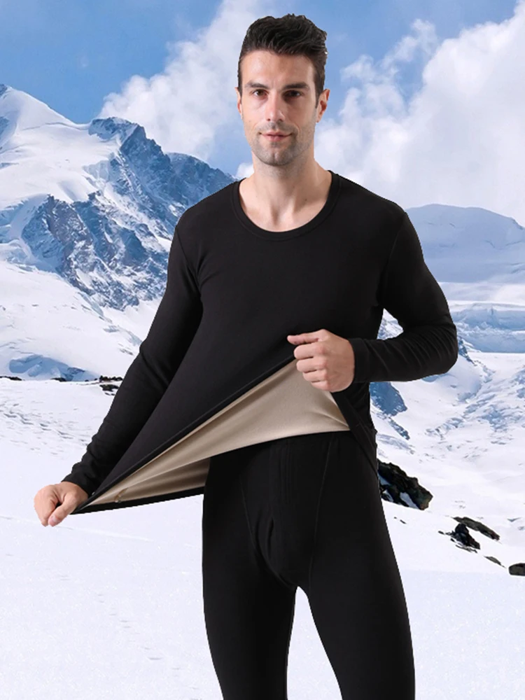 

Зимнее термобелье 2021, мужские кальсоны, однотонные толстые теплые топы и брюки, комплект мужского нижнего белья, пижамы для мужчин, размеры ...