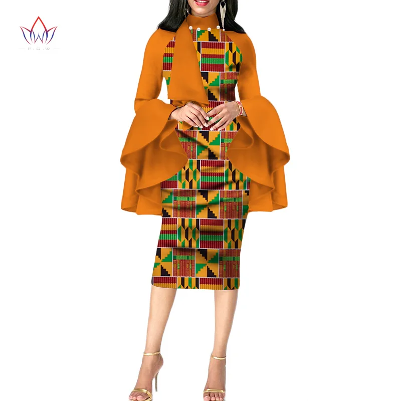 

2021 African Summer Clothing full sleeve African Dashiki Plus Size Party Dresses for Women Bazine ankara short Dress BRW WY2681